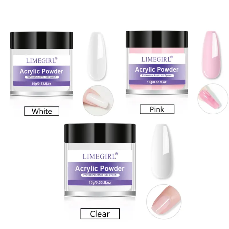 Nail Crystal Powder Kit Acrylic Liquid Set With Nail Brush Pink White Nails Powder For Nails Extension Carving Beginner Set - Image 4