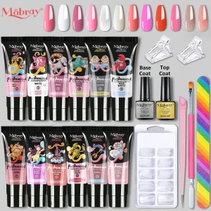 Nail Set 15ml Acrylic Gel Polish Nail Art Tool Slip Solution Builder Poly Nail Gel Set Base Top Nail Art Gel Polish Kit