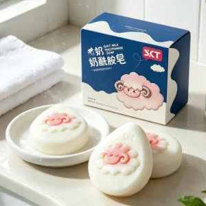 Natural Goat Milk Niacinamide Facial Soap 100g Brightening Cleansing Moisturizing Not Tight Cute Sheep Pattern Solid Hand Soap