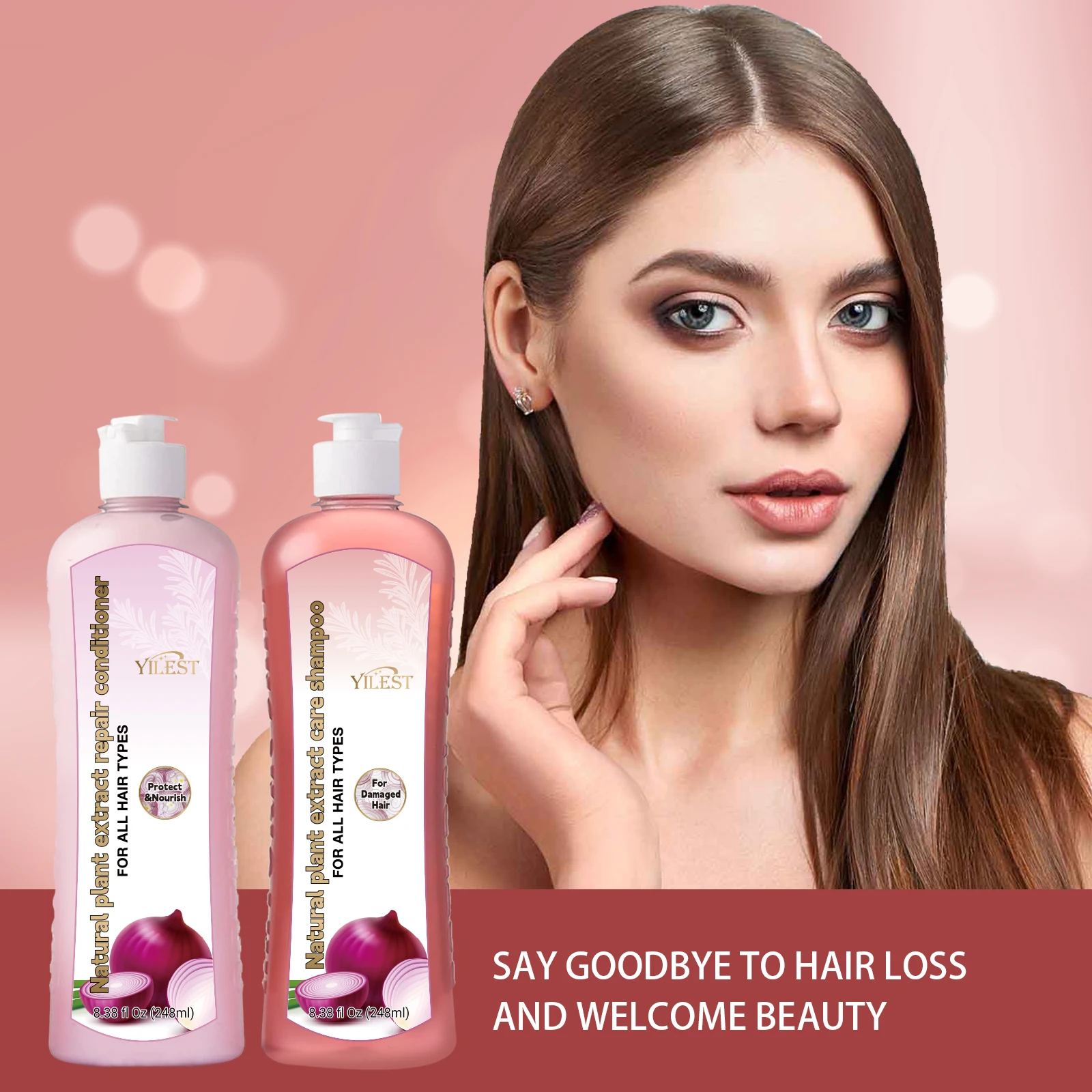 Natural Plant Shampoo & Conditioner Set 248ml by YILEST, for All Hair Types – Moisturizes & Strengthens, Complete Hair Care - Image 2