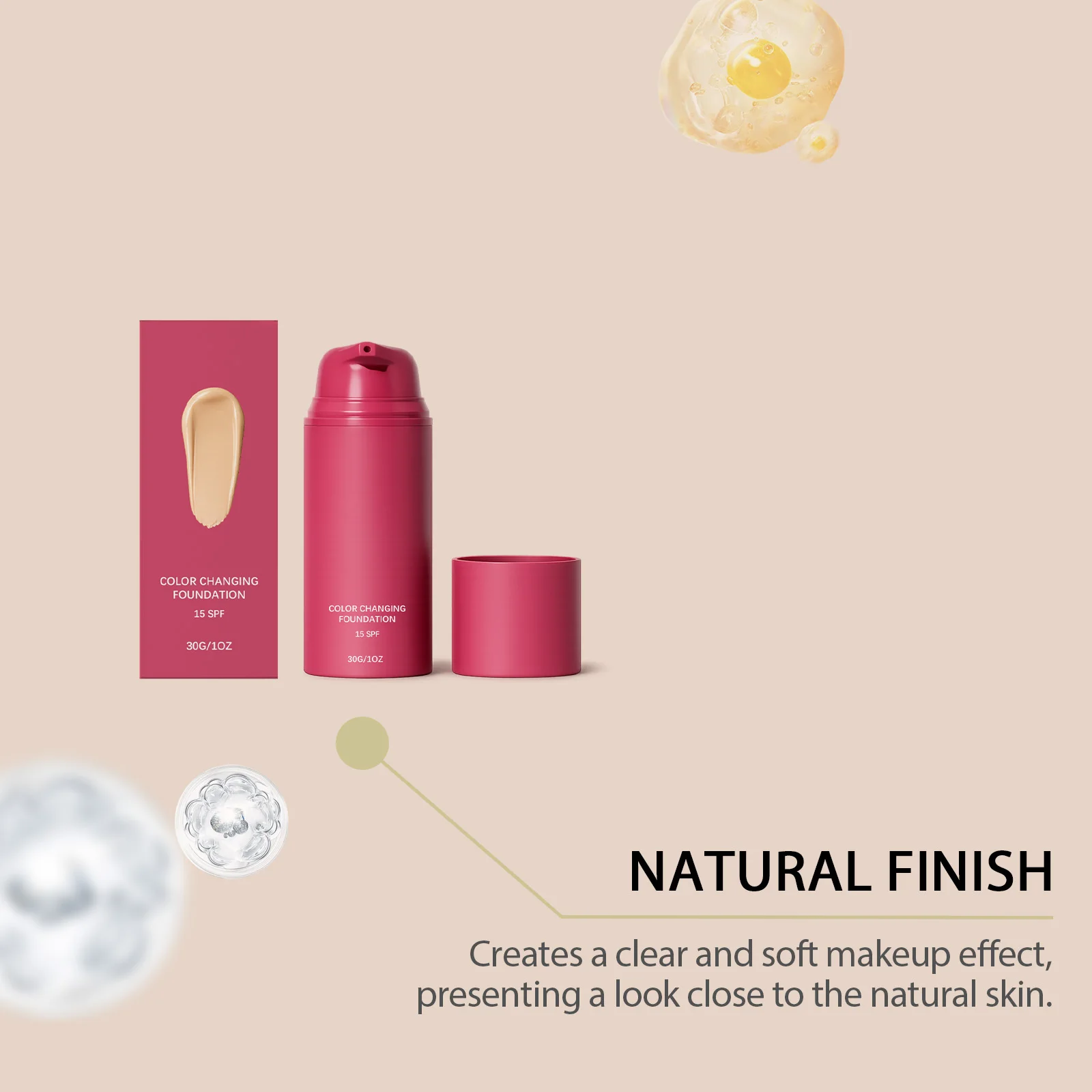 Natural Warm Tone Foundation, Facial Evening Tone, Soft Makeup Finish, Long-Lasting Radiance, Delicate & Sheer Texture - Image 5