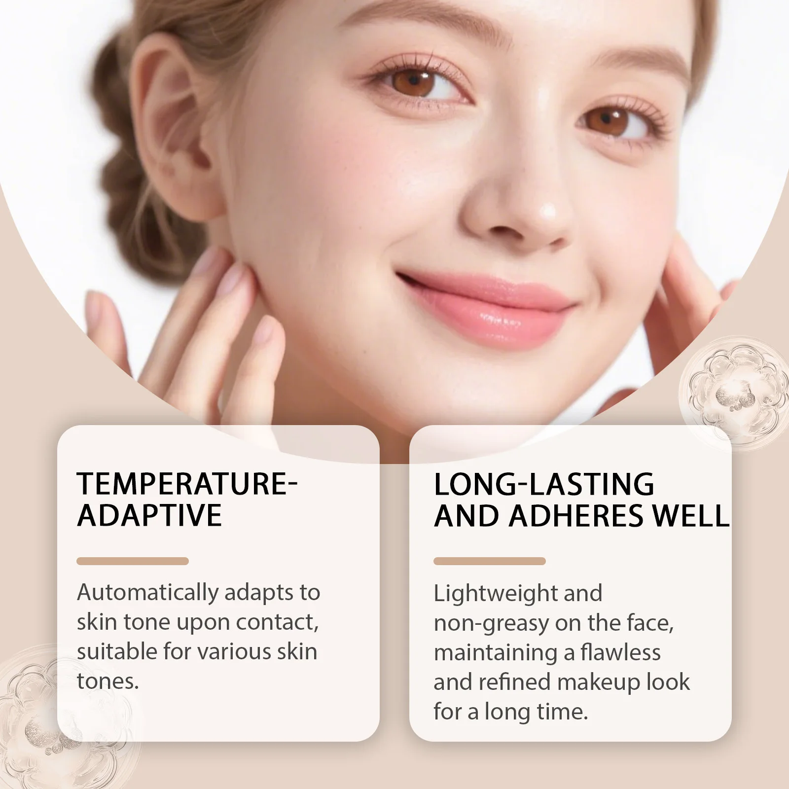 Natural Warm Tone Foundation, Facial Evening Tone, Soft Makeup Finish, Long-Lasting Radiance, Delicate & Sheer Texture - Image 2