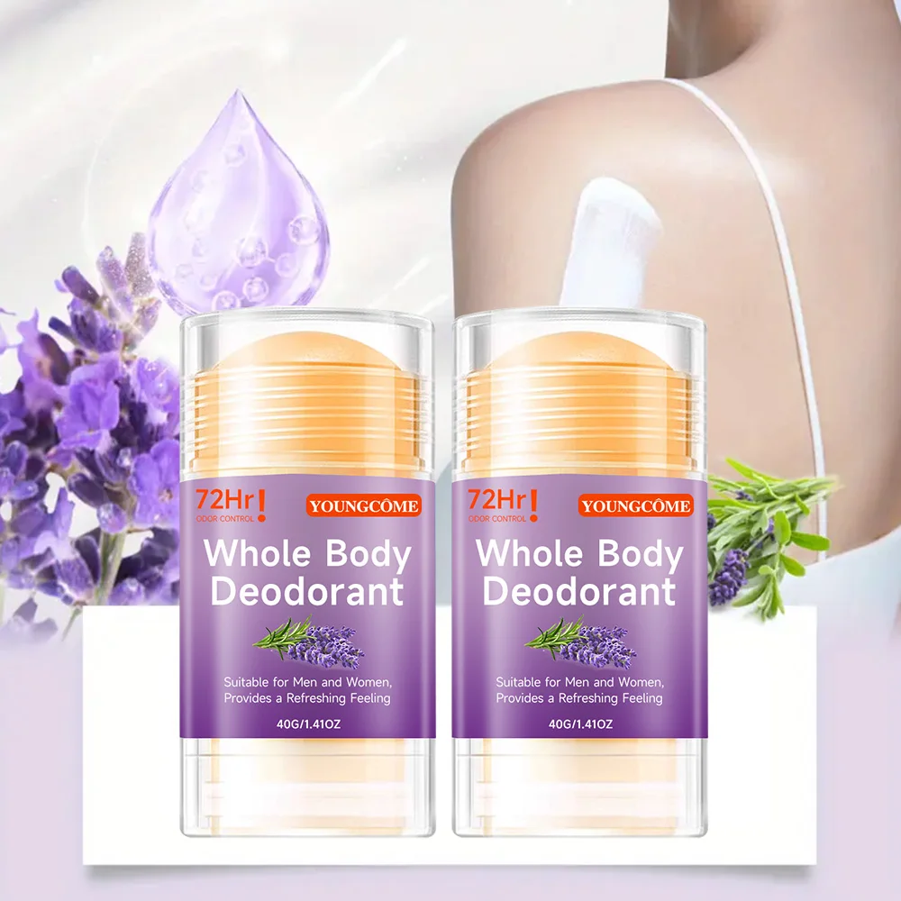Natural Whole Body Deodorant Stick - Coconut Oil Base, No Alcohol, 60g set Travel-Friendly Peach Deodorant Underarm Removal - Image 2