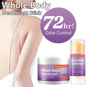 Natural Whole Body Deodorant Stick - Coconut Oil Base, No Alcohol, 60g set Travel-Friendly Peach Deodorant Underarm Removal