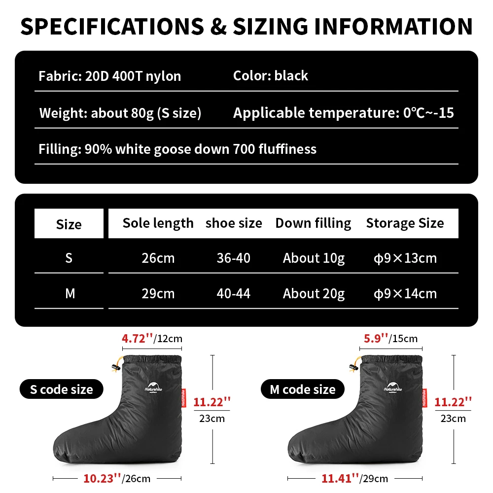 Naturehike Goose Down Socks Water-resistant Windproof Outdoor Thermal Feet Cover Winter Warm Goose Down Boots Unisex Lightweight - Image 5