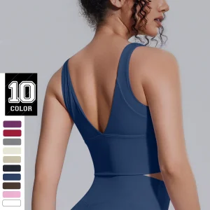 New Backless Yoga Vest for Woman Yoga Underwear with Chest Pad Summer Breathable Workout Top Running Shockproof Sports Bra