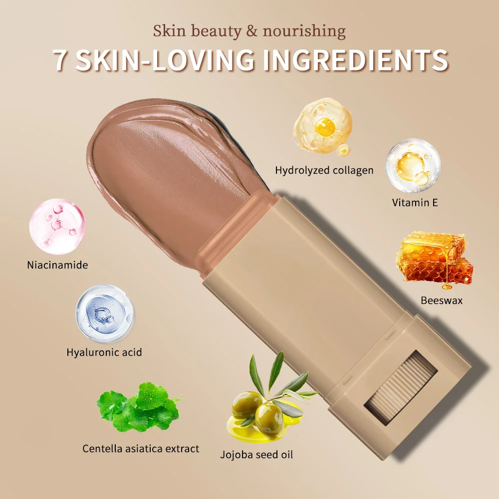Foundation Skin Tint Balm Skin Tint Stick Waterproof Nourishing Solid Tinted Serum Face Tinted Face Contour Stick Makeup - Image 5