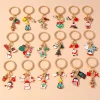 New Enamel Christmas Keychain Snowman Santa Claus Key Rings for Car Key Holder Women Girl's Handbag Pendants Jewelry Gifts
