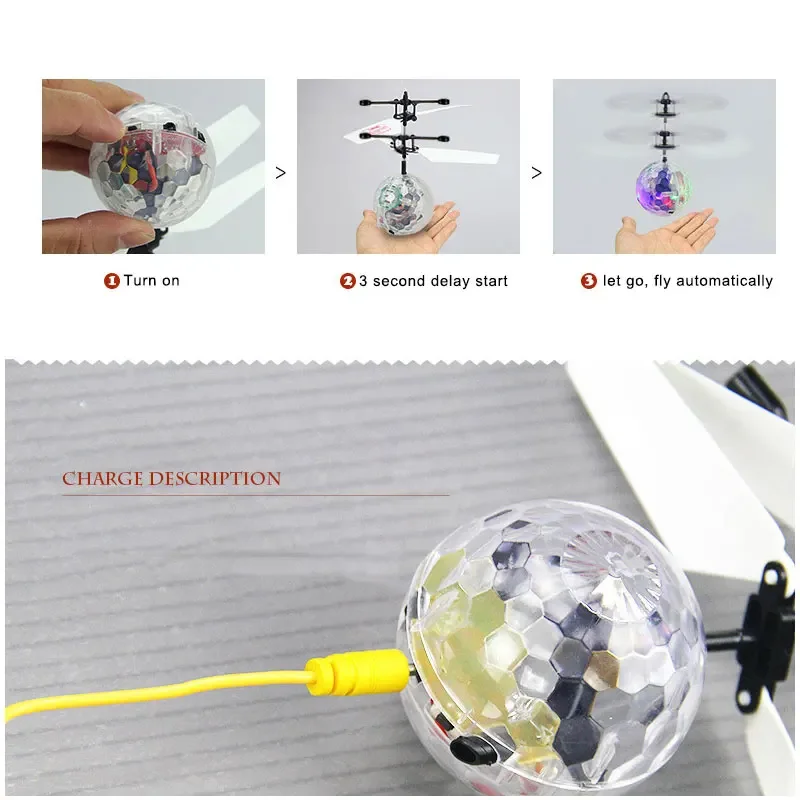 New Flying Ball Luminous Kid's Flight Balls Electronic Infrared Induction Aircraft Remote Control Toys LED Light Mini Helicopter - Image 6