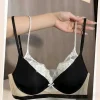 New French Lace Bra Set Ladies Push Up Lift Gathering Double Cup Small Bust Enhancer Soft Comfort Daily Wear Underwear for Women