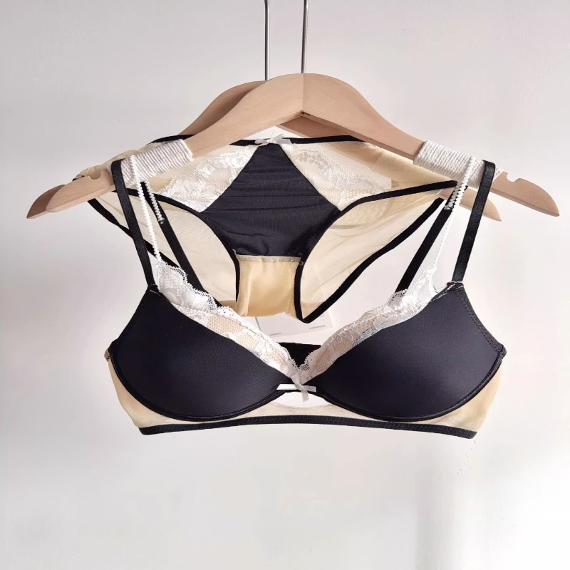 New French Lace Bra Set Ladies Push Up Lift Gathering Double Cup Small Bust Enhancer Soft Comfort Daily Wear Underwear for Women - Image 4