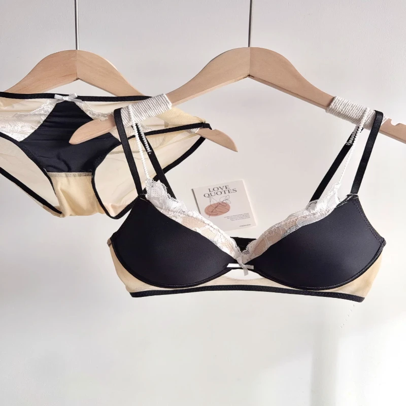 New French Lace Bra Set Ladies Push Up Lift Gathering Double Cup Small Bust Enhancer Soft Comfort Daily Wear Underwear for Women - Image 5