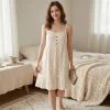 New Soft Floral Print Nightgown Casual Elegant Sleeping Skirt Comfortable Women's Nightgown Home Wear