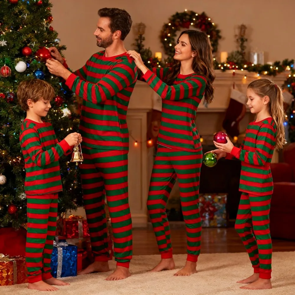 New Striped Family Matching Christmas Pajamas Mother Kids Pijamas Familiares Navidad Couples Matching Outfits Xmas Nightwear - Image 5