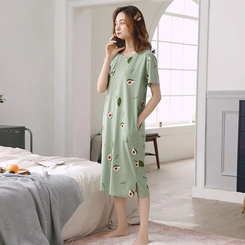 New Summer Girls Nightgown Women Short Sleeve Round Neck Ladies Casual Pajamas Casual Lady Nightdress Plus-Size Woman Homewear - Image 6