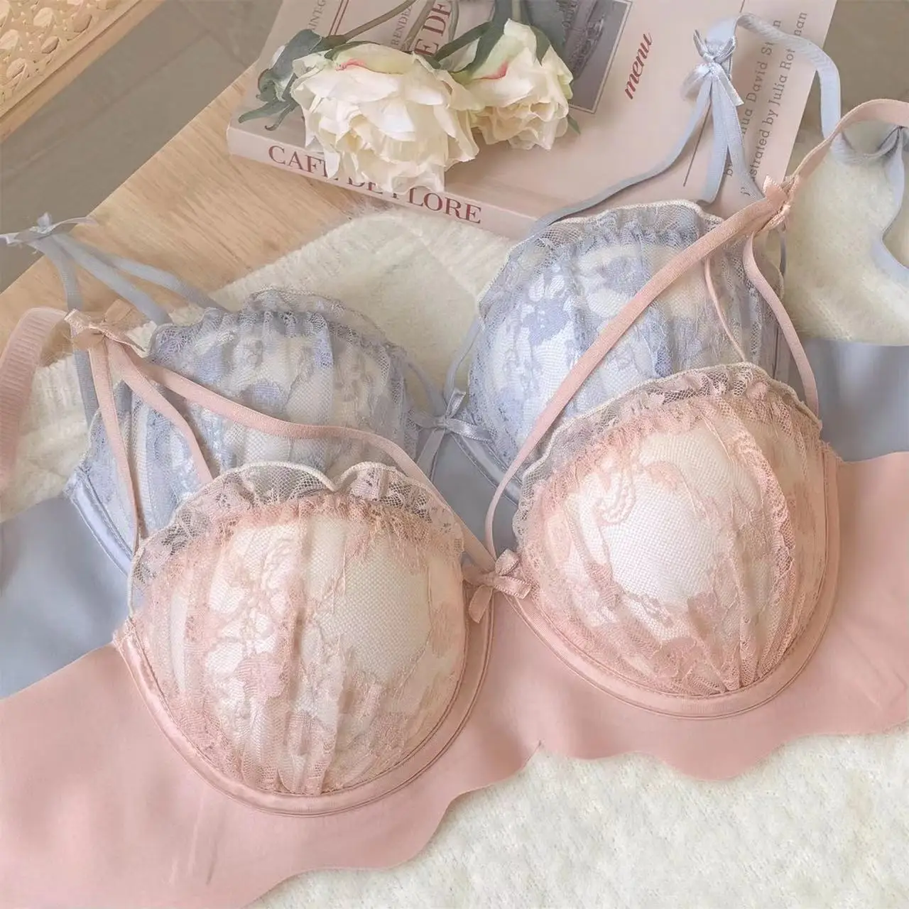 New Sweet and Cute Girl-free Undergarment Women's Comfortable Bra Cover Set - Image 3