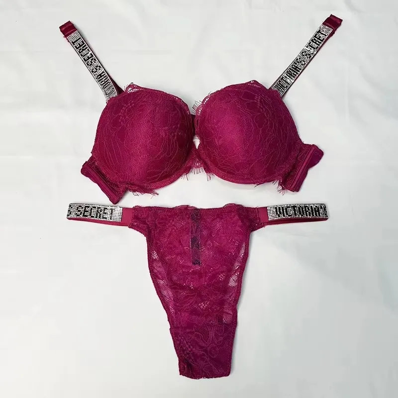 New Victoria's Secret Women's Sexy Bra and Panty Set Comfortable Push Up Shapewear Adjustable Padded Gathered Lace Lingerie Set - Image 3