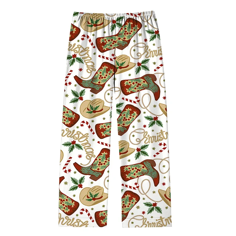 New Western Cowboy-Style Christmas Loungewear: Short-Sleeve Top & Pants Set – Matching Family Pajamas for Men, Women, and Kids - Image 3