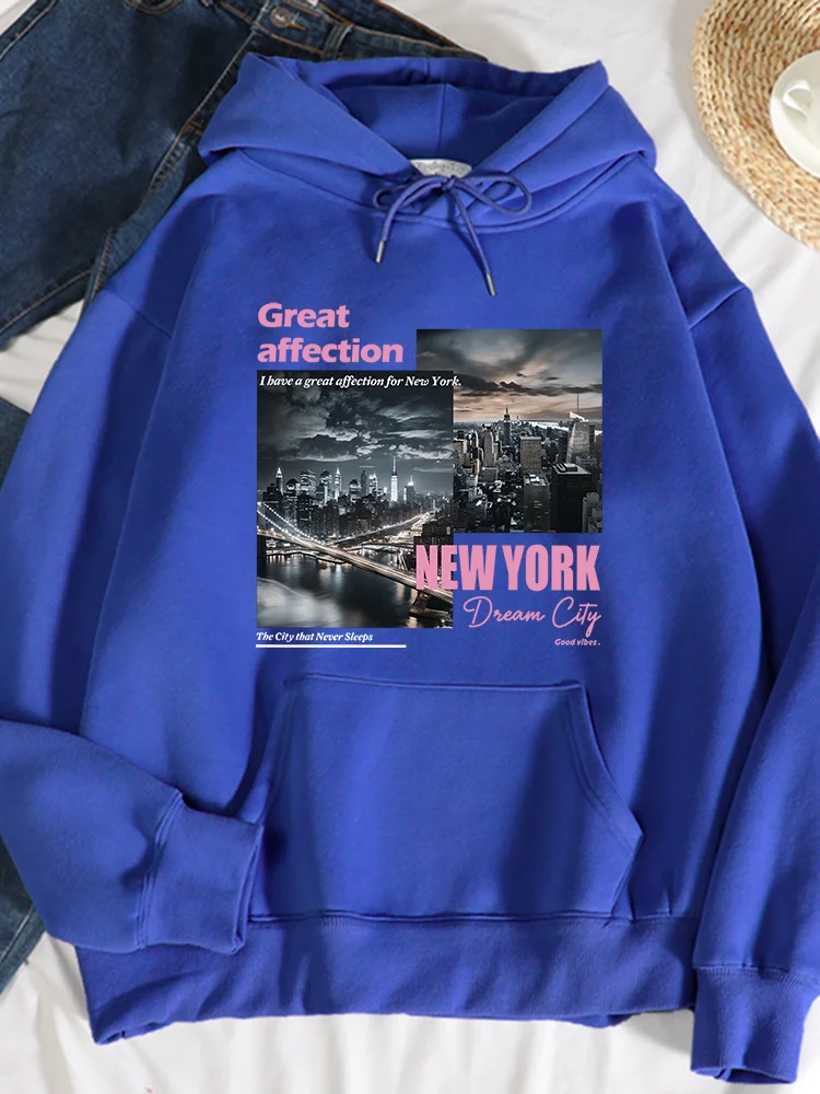 New York Dream City Prints Hoodies Female Fashion Comfortable Versatile Hoodie Autumn Soft Fleece Sweatshirts Casual Warm Tops - Image 2