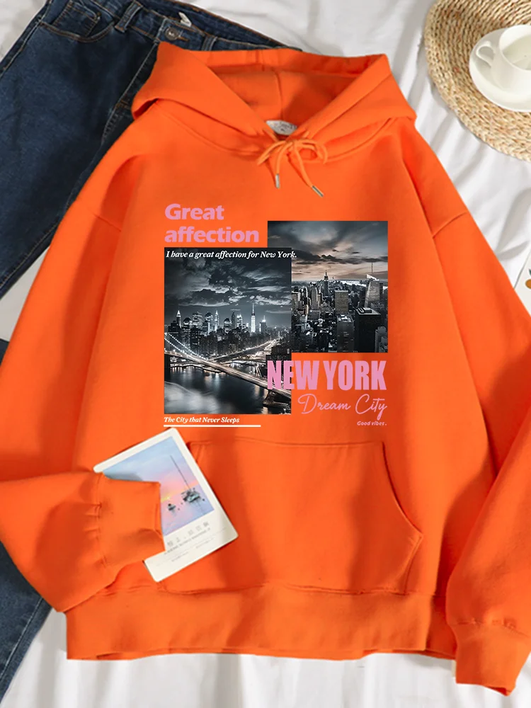 New York Dream City Prints Hoodies Female Fashion Comfortable Versatile Hoodie Autumn Soft Fleece Sweatshirts Casual Warm Tops - Image 4