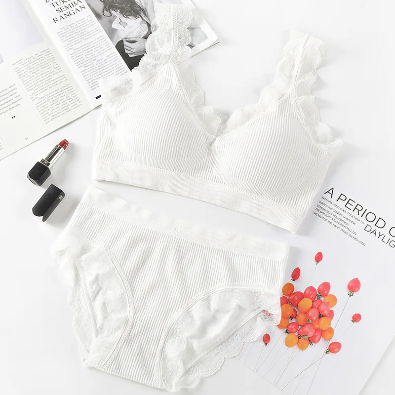 Newest Sexy Lace Underwear Set Padded Bra Set Without Steel Ring Solid Women's Underwear Brassiere Comfortable Fitness Crop Top - Image 5
