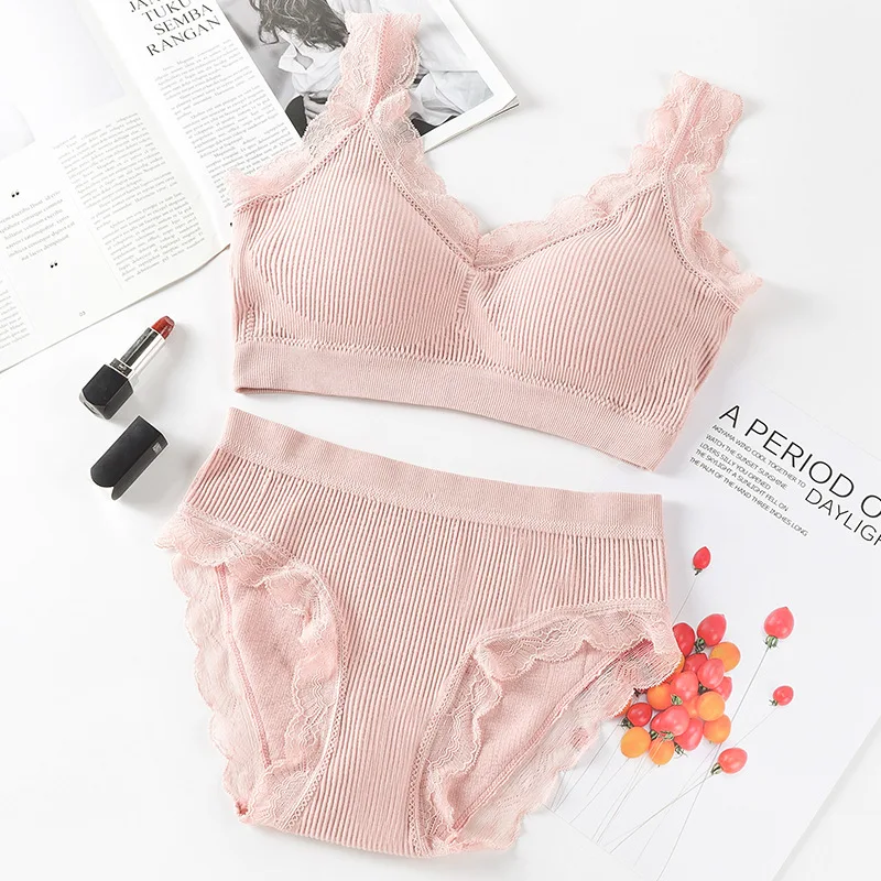 Newest Sexy Lace Underwear Set Padded Bra Set Without Steel Ring Solid Women's Underwear Brassiere Comfortable Fitness Crop Top - Image 6