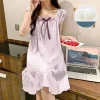 Nightgowns Summer Princess Style Women Bows Sling Cute Chest Pad Girls Sleepshirts Ladies Casual Sleeveless Homewear Pajamas