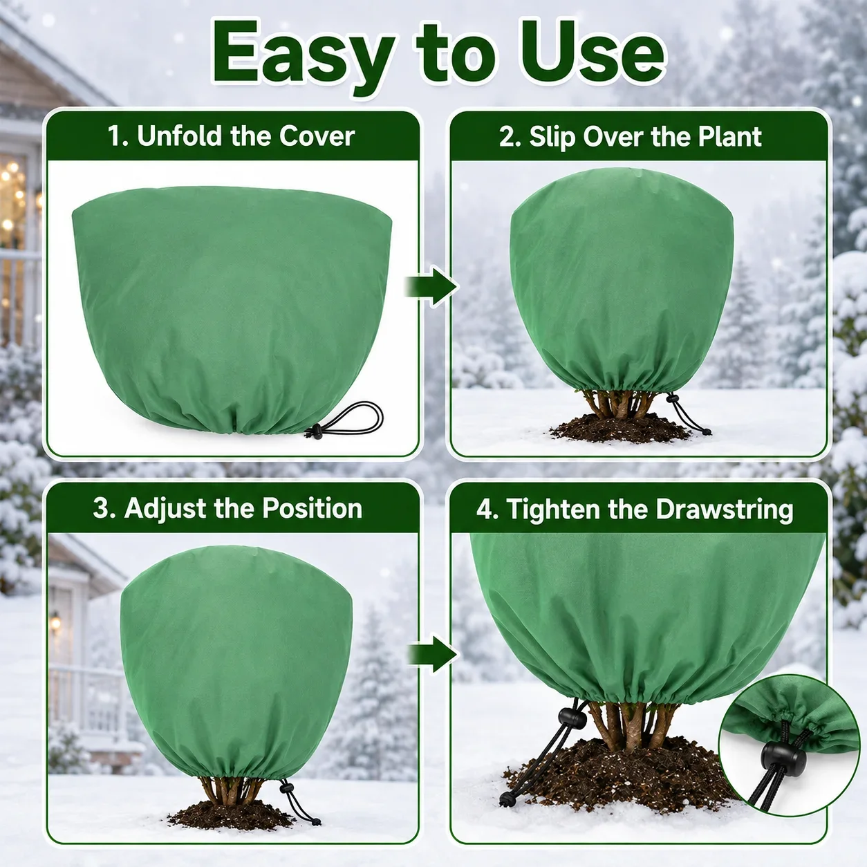 Non-Woven Winter Plant Frost Protection Cover with Drawstring, Anti-Freeze Cold Weather Warm Bag for Trees Shrubs Outdoor Garden - Image 5