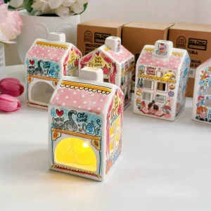 Nordic Ins Style Ceramic House Candle Holder Decoration, Aromatherapy Candle House, Fish Tank Shelter House, Christmas Decoratio