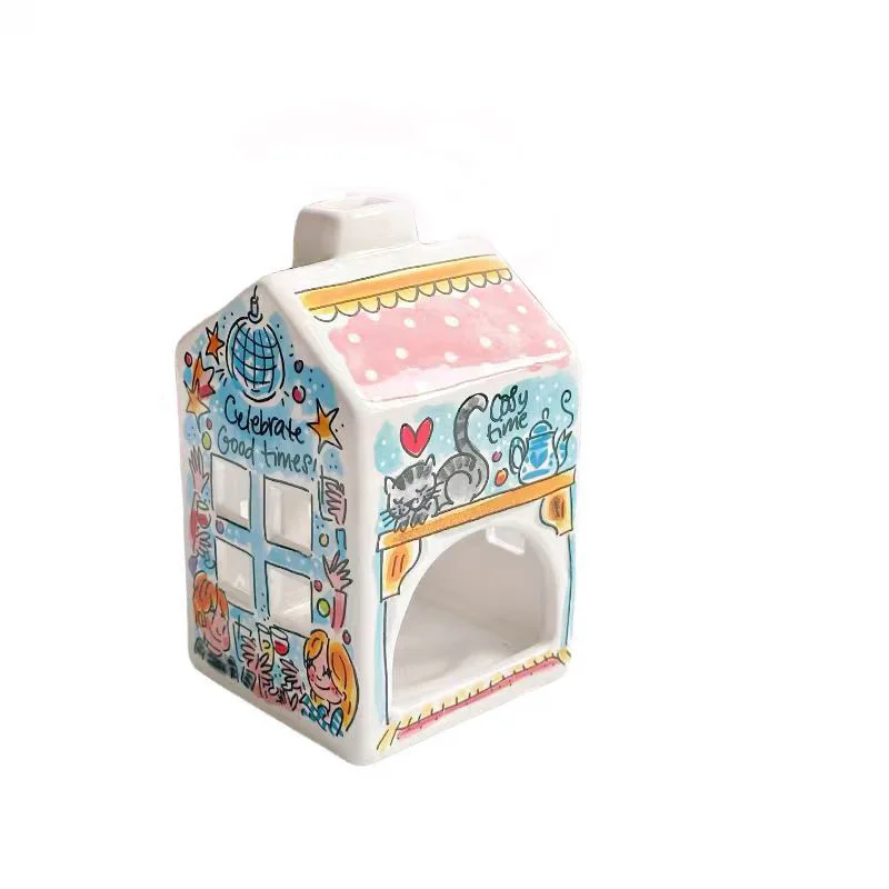 Nordic Ins Style Ceramic House Candle Holder Decoration, Aromatherapy Candle House, Fish Tank Shelter House, Christmas Decoratio - Image 6