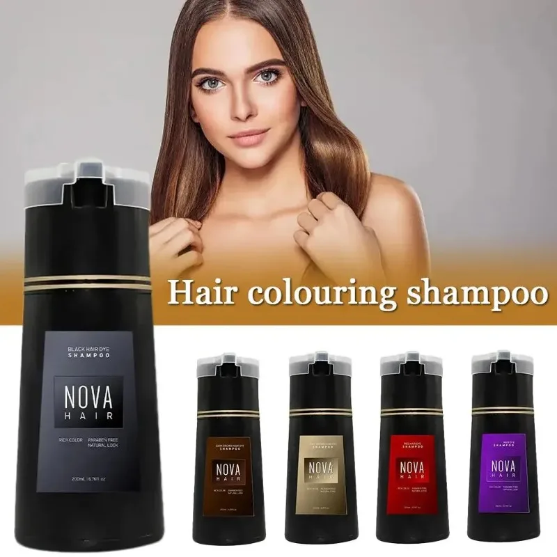 Nova Hair Dyeing 3-in-1 Hair Care Shampoo Natural Fast White Hair Dyed Black Hair Dye Lasting Convenience Men Women Hair Care - Image 2