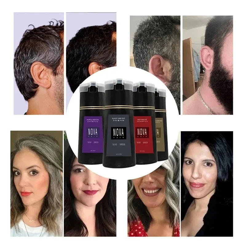Nova Hair Dyeing 3-in-1 Hair Care Shampoo Natural Fast White Hair Dyed Black Hair Dye Lasting Convenience Men Women Hair Care - Image 3