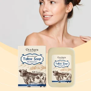 OCEAURA Tallow Soap, Beef Tallow Soap, Pure Tallow Balm Soap Bar for Sensitive Skin - Moisturizes, Soothes, and Hydrates 100g