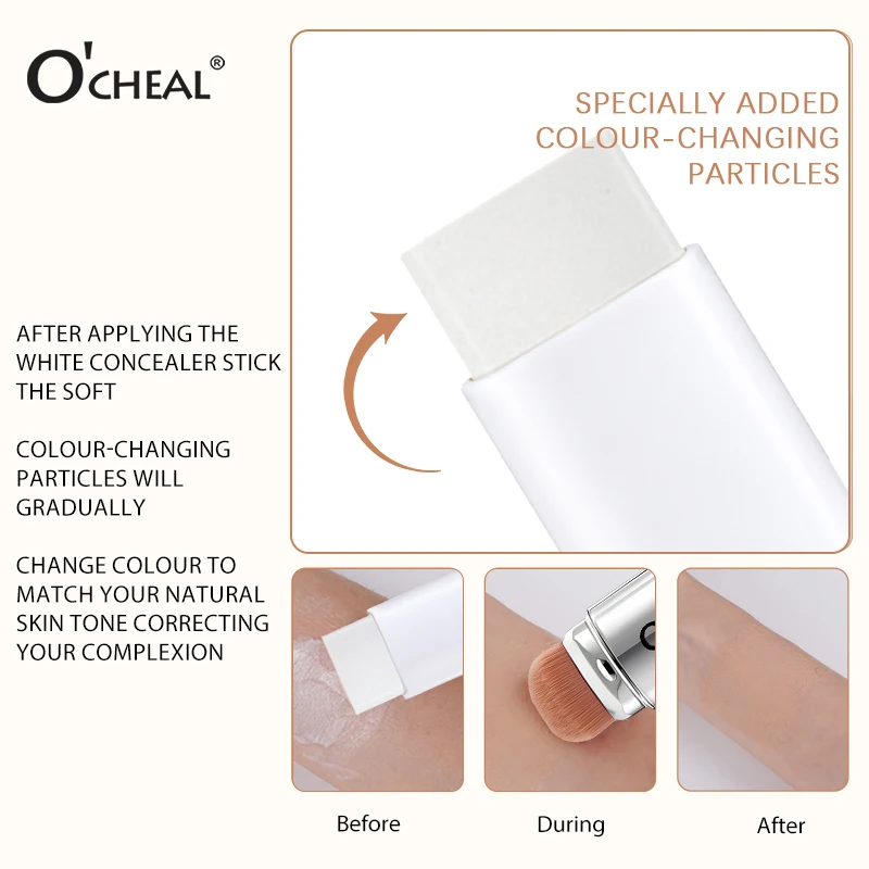 O'CHEAL Temperature Changing Foundation Stick Facial Coverage Blemishes Pores Double-Headed Face Matte Makeup Foundation Cream - Image 5