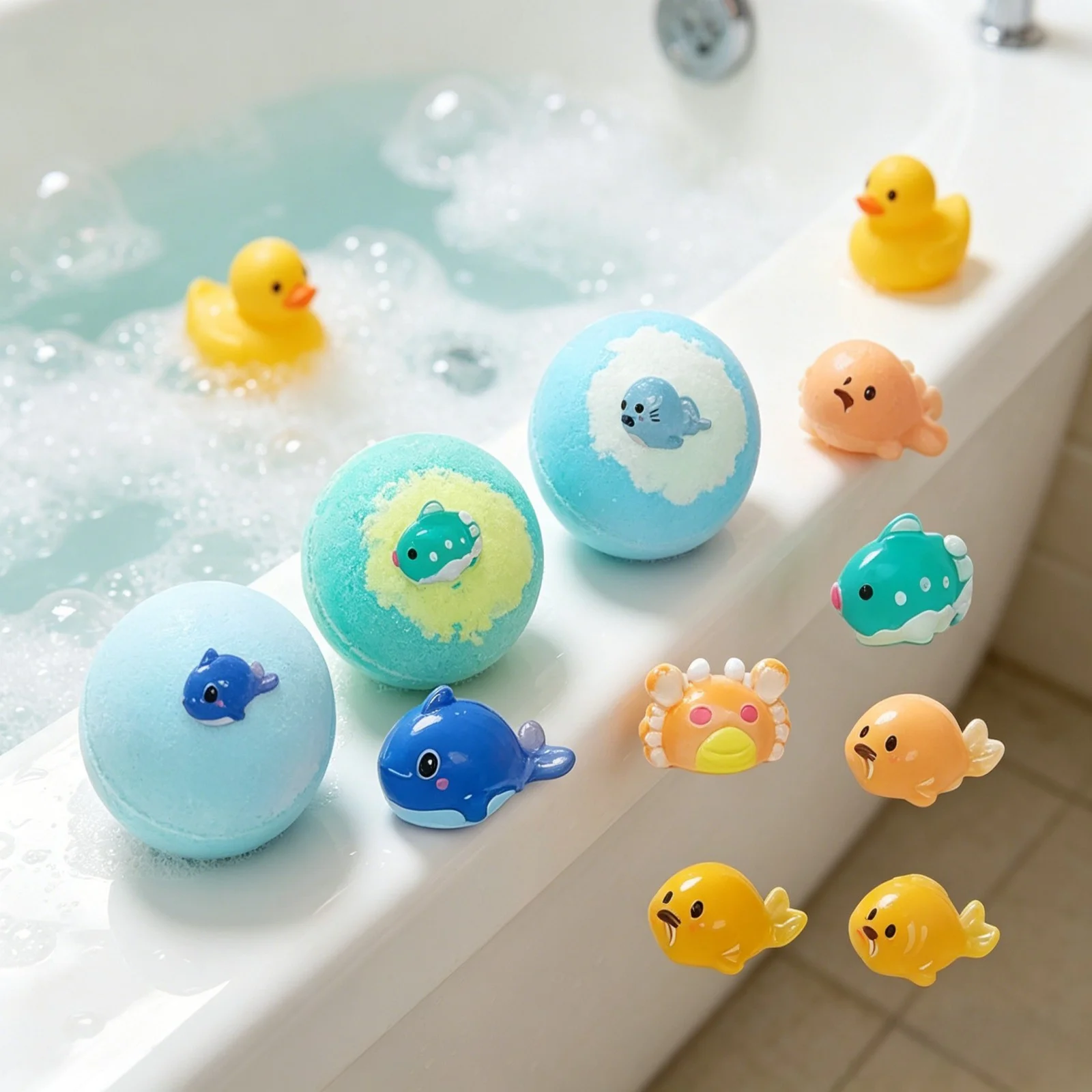 OceAura Bath Bombs with Toys Inside Fun Kids Bath Clean Skin Exfoliation Sea Salt Surprise Bath Bombs for Children Gift Set 300g - Image 4
