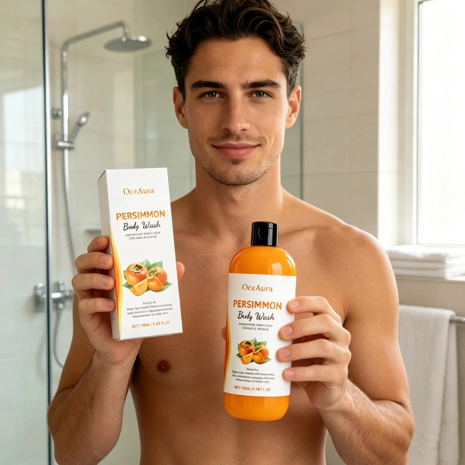 OceAura Persimmon Body Wash Gentle Nourishment Control Body Odor Non Stripping Relieve Skin Dryness Light Non Greasy Shower Wash - Image 3