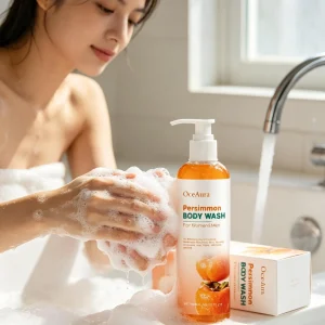 OceAura Persimmon Body Wash Odor Eliminator Professional Skin Cleaning Aloe Vera Smooth Body Shower Gel for Men & Women 100ml