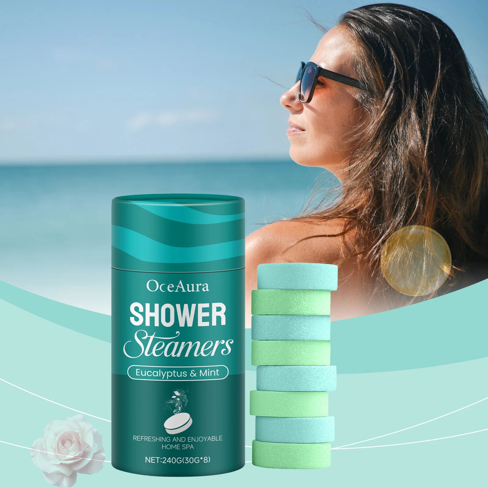 OceAura Shower Steamers Eucalyptus Mint Relax Mind Body Cleaning Lavender Rose Shower Steamers Tablets Bath and Shower Products