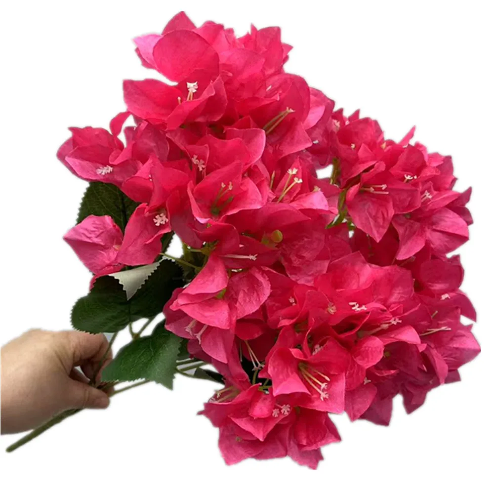 One Silk Bougainvillea Bouquet Flower for Wedding Floral Decoration Five Forks Artificial Bougainvillea Spectabilis Tree Branch - Image 6