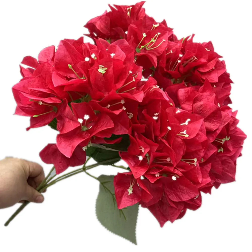 One Silk Bougainvillea Bouquet Flower for Wedding Floral Decoration Five Forks Artificial Bougainvillea Spectabilis Tree Branch - Image 5