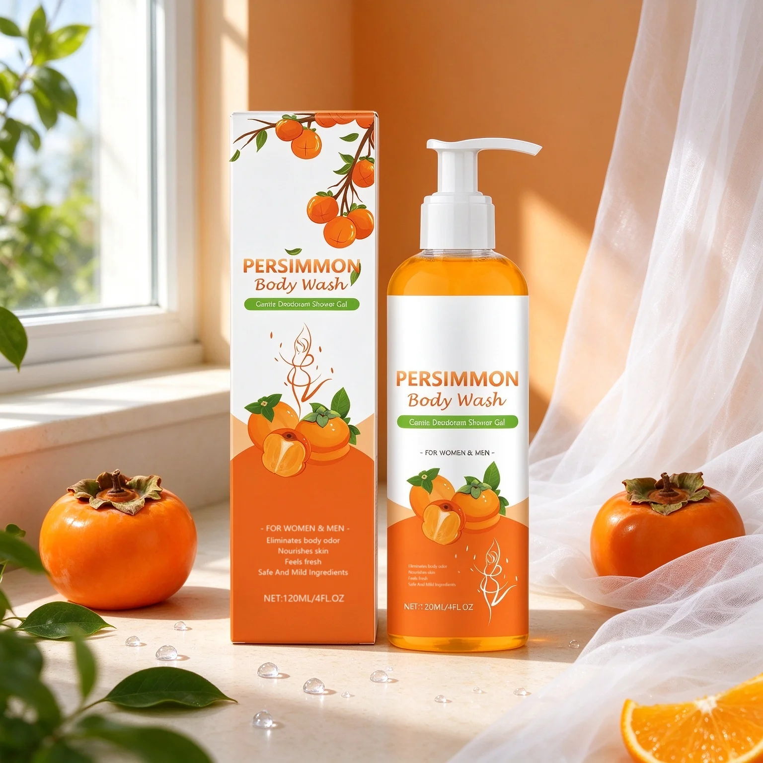 Orange Body Wash for Body Odor Removal Rich Foam Gentle Cleansing Long Lasting Moisture Refreshing All Skin Type Body Wash 120ml - Image 2