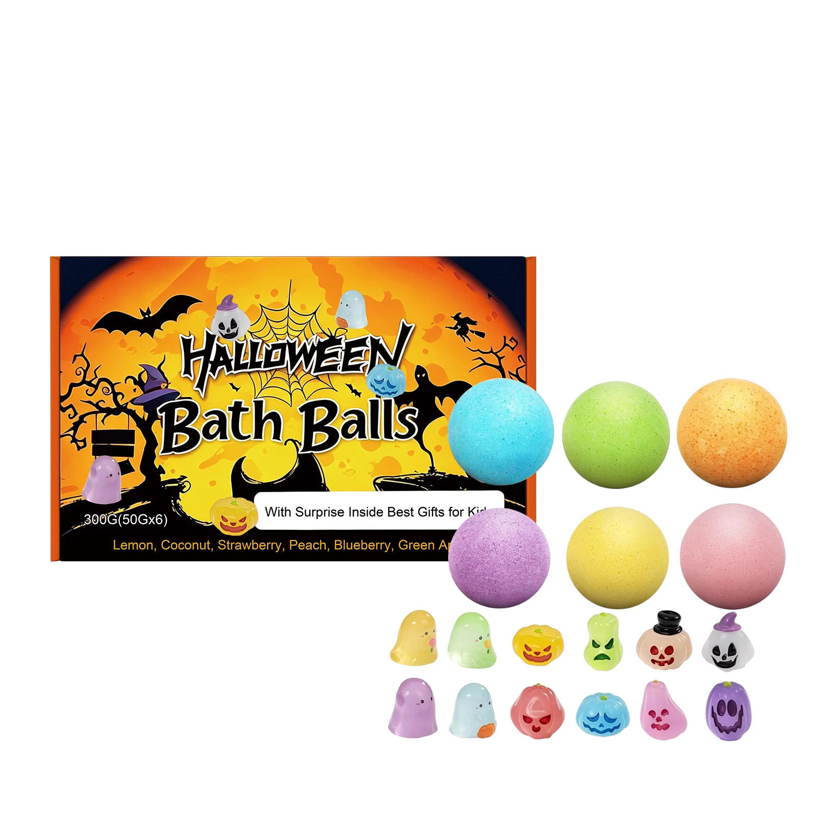 Organic Kids Bath Salt Balls Surprise Hidden Toy Halloween-Themed Enrich Bubble Fun Bathtime Play Bath Salts Gift Set For Child - Image 2