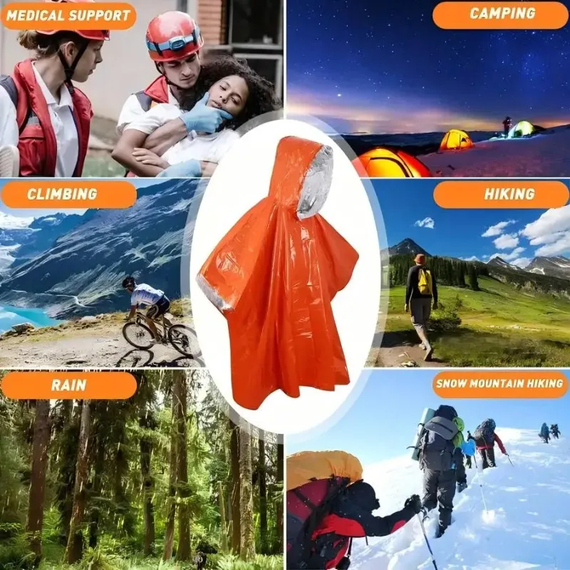 Outdoor Emergency Insulation Raincoat Multifunctional First Aid Raincoat Life Blanket Rainproof and Cold Resistant Dual-purpose - Image 4