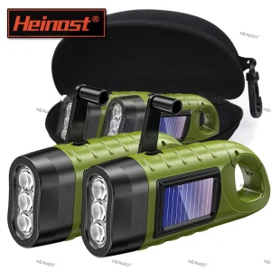Outdoor LED Hand Pressing Dynamo Solar Crank Power Flashlight Torch Light Hand Press Crank Camping Lamp Light for Outdoor Home