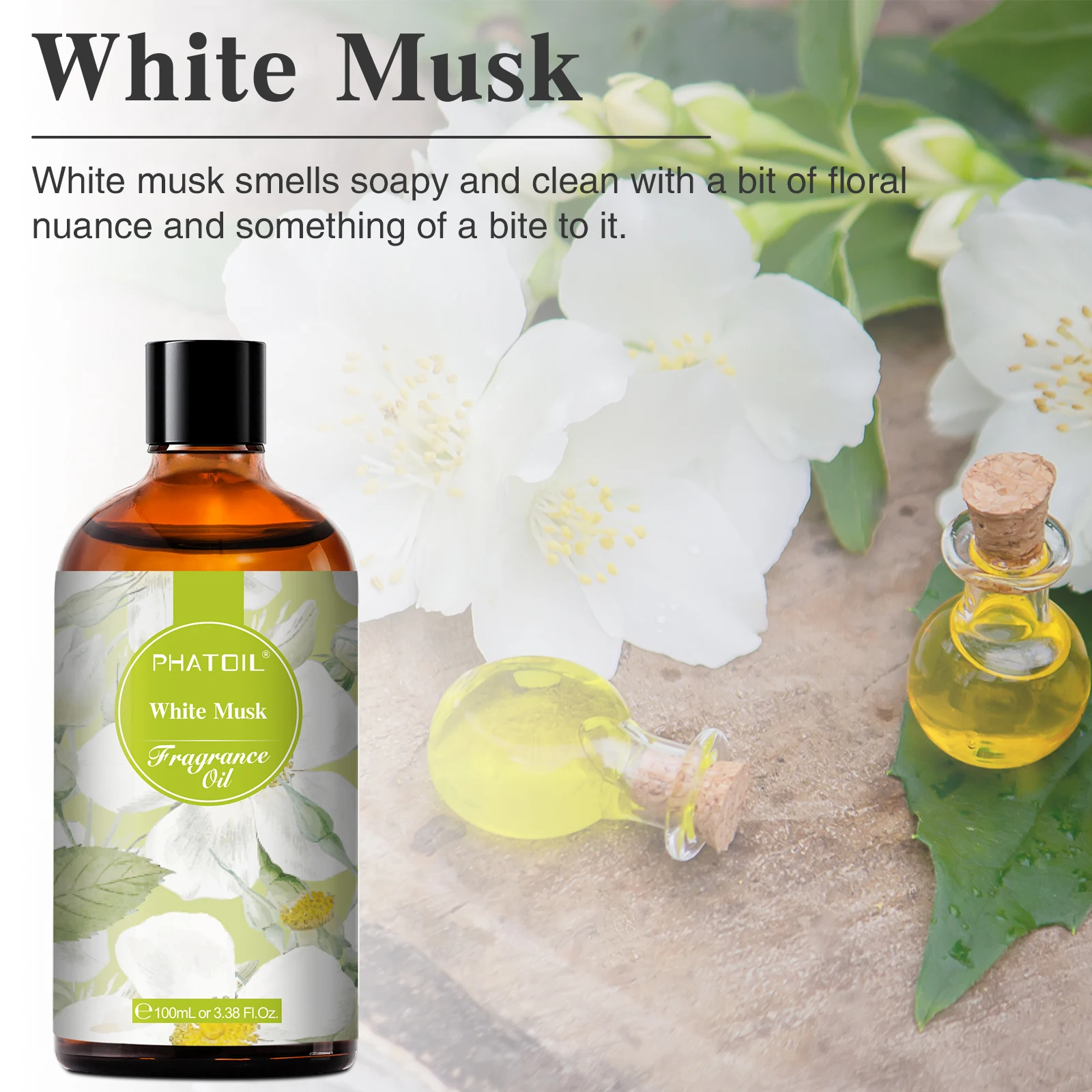 PHATOIL 100ml(3.38 Fl Oz) Fragrance Oil For Aromatherapy Diffuser-White Musk Bubble Gum Baby Powder Coffee Aroma Fragrance Oils - Image 2