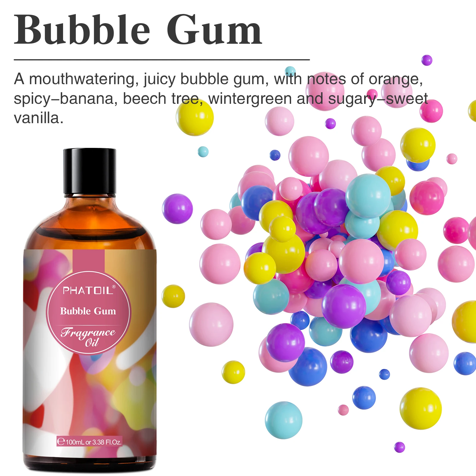 PHATOIL 100ml(3.38 Fl Oz) Fragrance Oil For Aromatherapy Diffuser-White Musk Bubble Gum Baby Powder Coffee Aroma Fragrance Oils - Image 3