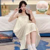 Padded Strap Sleepwear Dress Women Summer Girls Thin Homewear Soft and Flowing Ladies Casual Loungewear Comfortable Cool Woman