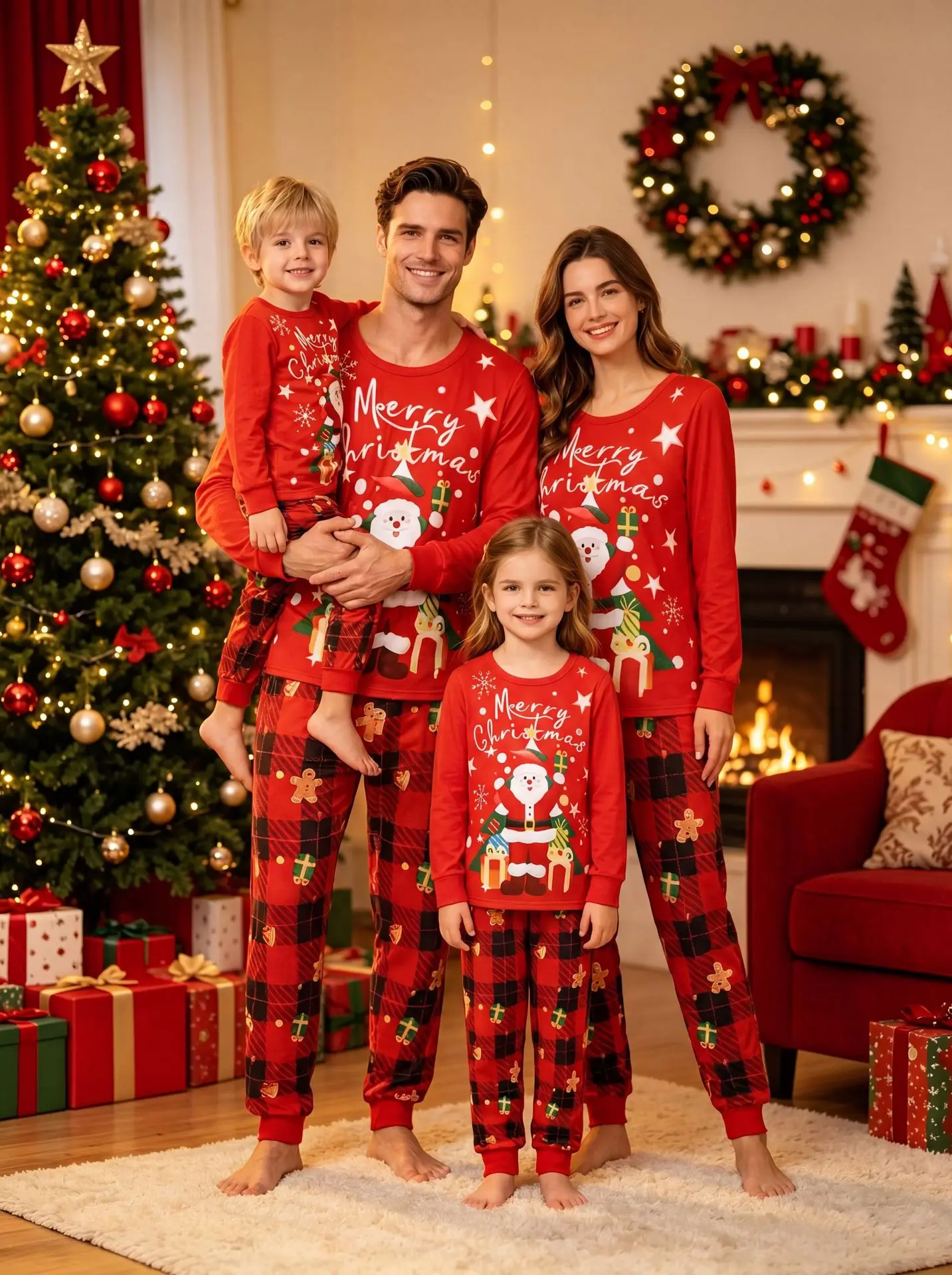 Pajamas Christmas Woman Family Look Set Couple Pajama Sets Family Matching Outfits Mom and Daughter Matching Clothes Mother Kids