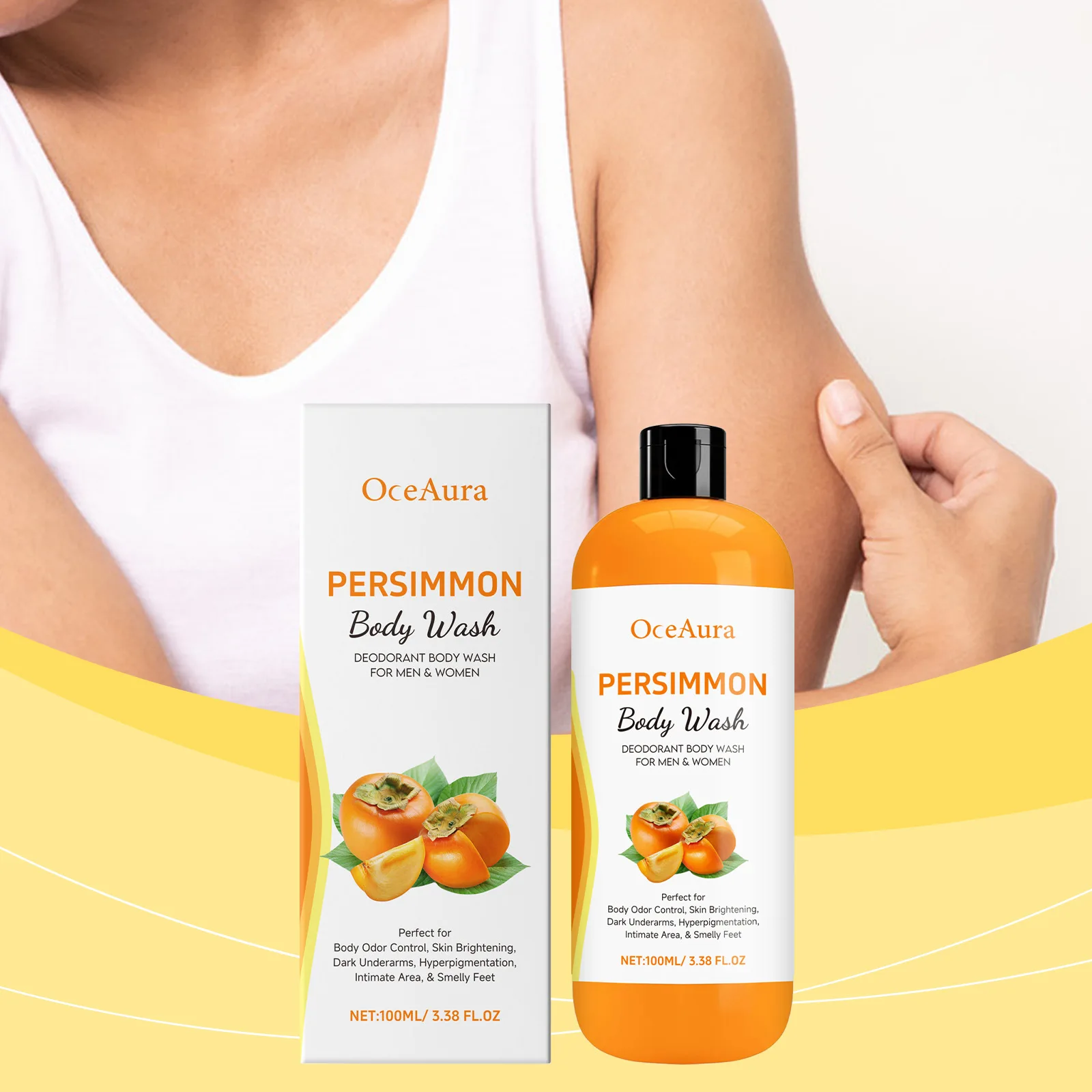 Persimmon Body Wash Oil Control Improve Pigmentation Smoothing Softening Eliminating Odor Reduce Dryness Exfoliating Shower Gel - Image 3