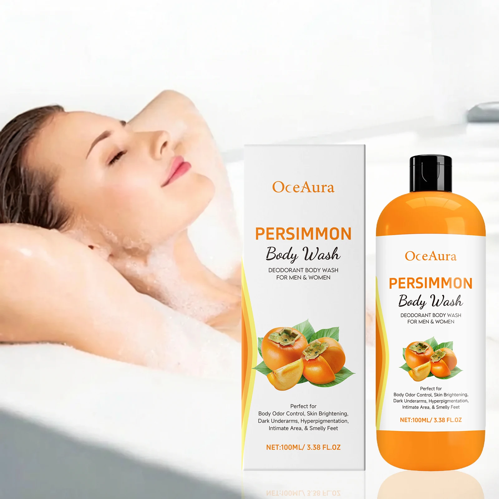 Persimmon Body Wash Oil Control Improve Pigmentation Smoothing Softening Eliminating Odor Reduce Dryness Exfoliating Shower Gel